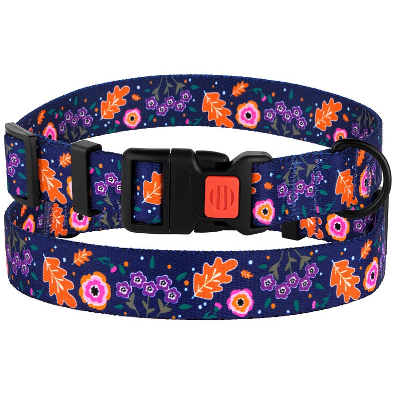 CollarDirect Nylon Dog Collar Floral Pattern Navy Blue 10-13 inch - Image 5